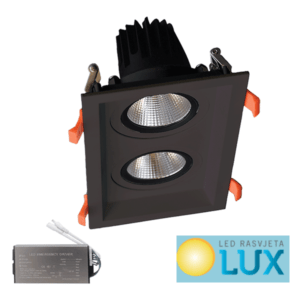DVOSTRUKA USMJERENA LED SVJETILJKA 2X15W 230V CRNA PANIK MODUL 3000K