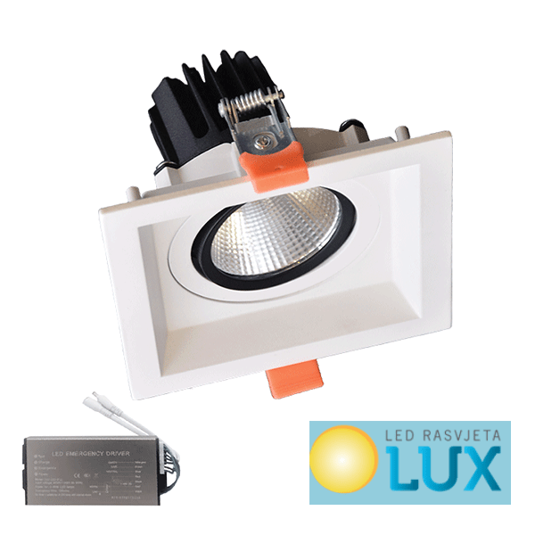 KVADRATNA LED USMJERENA SVJETILJKA 30W 230V CRNA ILI BJELA+PANIK MODUL