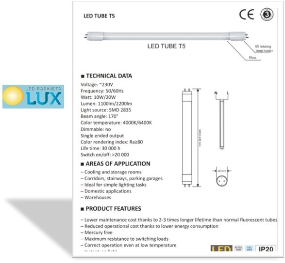 T5 LED SPECIFIKACIJE