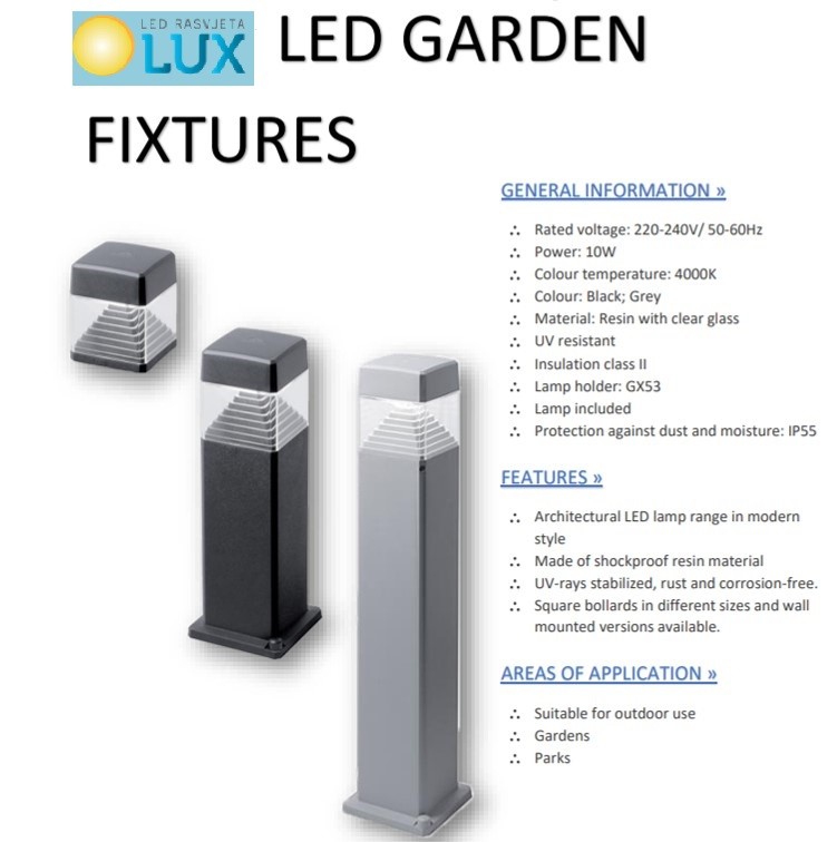 LED VRTNA ZIDNA SVJETILJKA LESTER 10W 4000K IP55 CRNA
