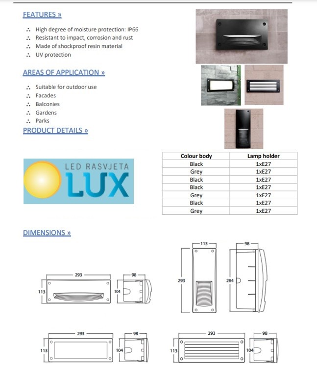 UGRADNA SVIJETILJKA LETIL 300HS 1XE27
