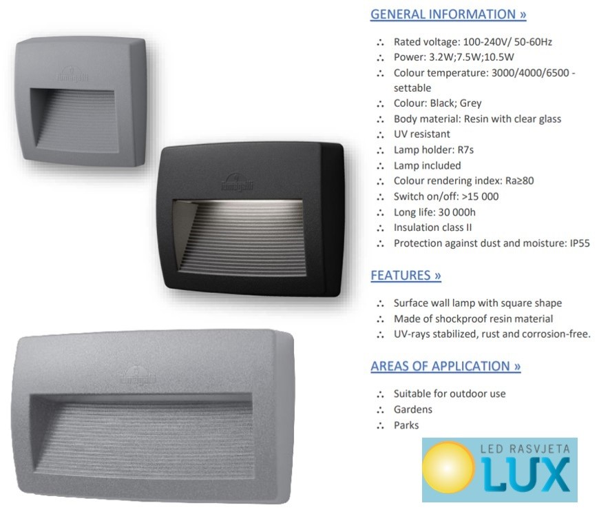 ZIDNA SVJETILJKA LORENZAL 270 LED 10.5W CCT IP55