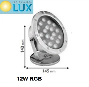 LED PODVODNO SVJETLO 12W RGB IP68 S DALJINSKIM_dimenzije