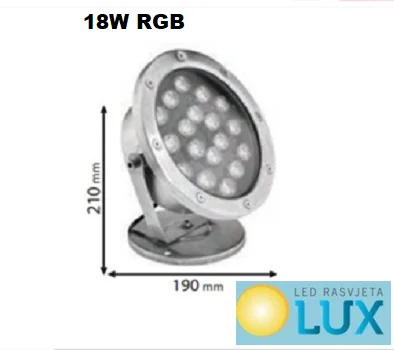 LED PODVODNO SVJETLO 18W RGB S DALJINSKIM_DIMENZIJE