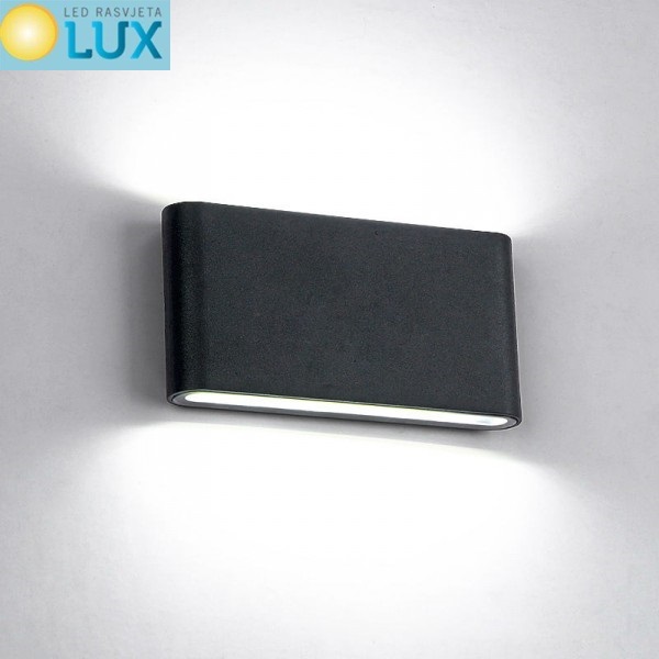 ZIDNA SVJETILJKA LED ZAOBLJENA 2X6W 4000K IP65 CRNA