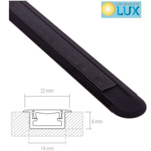 UGRADNI CRNI MINI XL aluminijski profil SA CRNIM POKROVOM 2 m ZA LED TRAKE