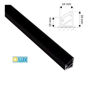 KUTNI CRNI aluminijski profil SA CRNIM POKROVOM 2 m ZA LED TRAKE