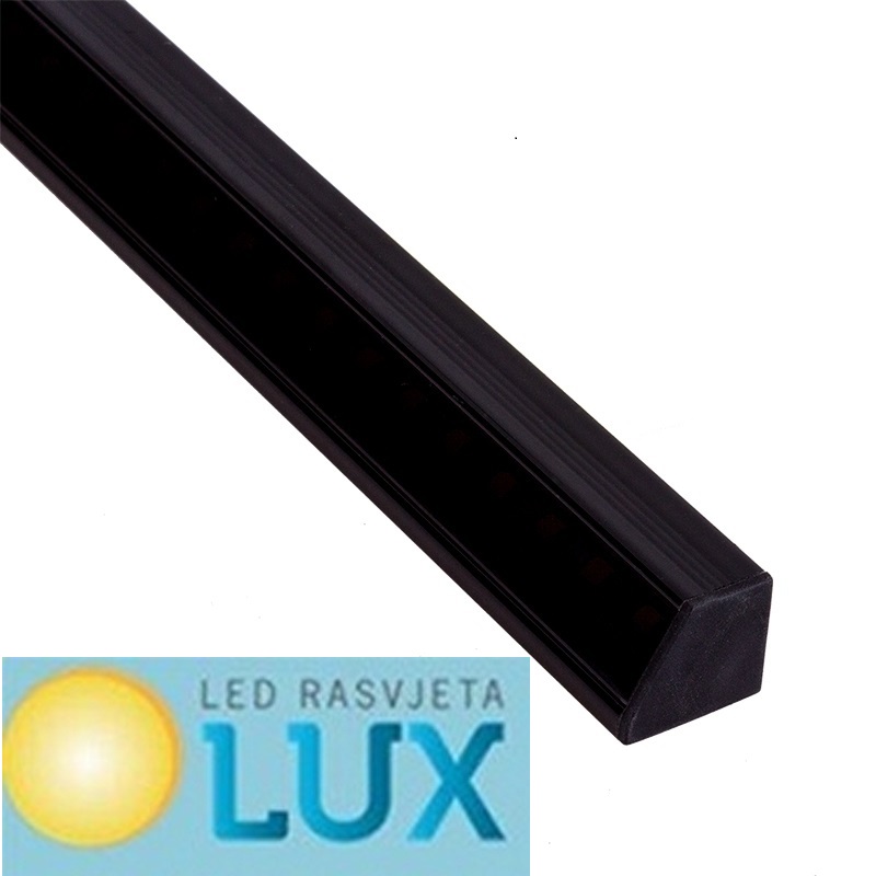KUTNI CRNI aluminijski profil SA CRNIM POKROVOM 2 m ZA LED TRAKE 1