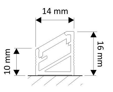 KUTNI CRNI aluminijski profil SA CRNIM POKROVOM 2 m ZA LED TRAKE DIMENZIJE