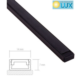 NADGRADNI CRNI MINI aluminijski profil SA CRNIM POKROVOM 2 m ZA LED TRAKE
