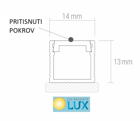 NADGRADNI CRNI aluminijski profil SA CRNIM POKROVOM 2 m ZA LED TRAKE POKROV