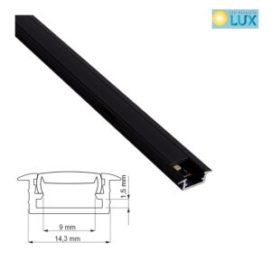 UGRADNI CRNI MINI aluminijski profil SA CRNIM POKROVOM 2 m ZA LED TRAKE